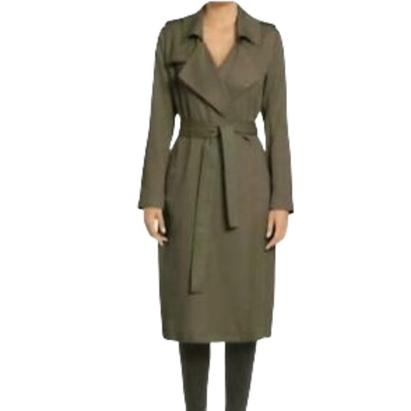 Badgley Mischka Jackets & Blazers - NWT Badgley Mischka Faux Suede Olive Trench Coat